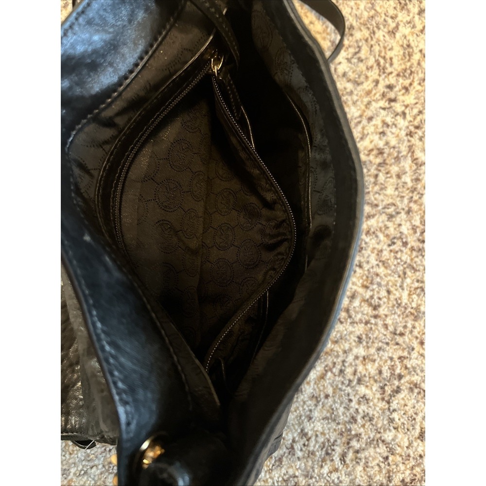 Vintage Michael Kors Leather Crossbody Bag Black Large Pockets Adjusting Strap - Picture 5 of 13